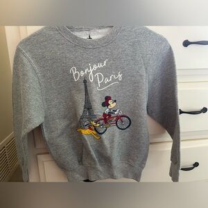 Disney Parks Kids Small Bonjour Paris Mickey on Bicycle with Pluto Sweatshirt